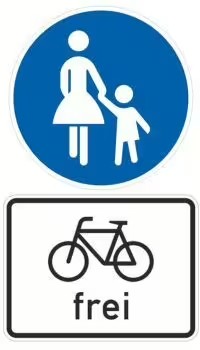 Gehweg mit Zusatzzeichen Radfahrer frei