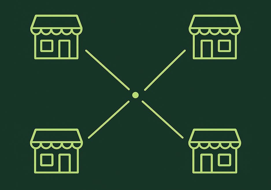 Illustration eines Händlernetzwerks für Fahrräder